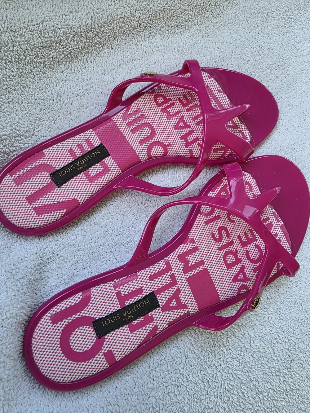 Louis Vuitton Women's Pink Jelly Sandals Size 36